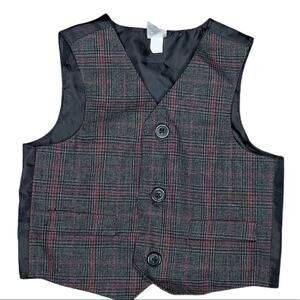 George 12m button formal plaid suit vest red grey